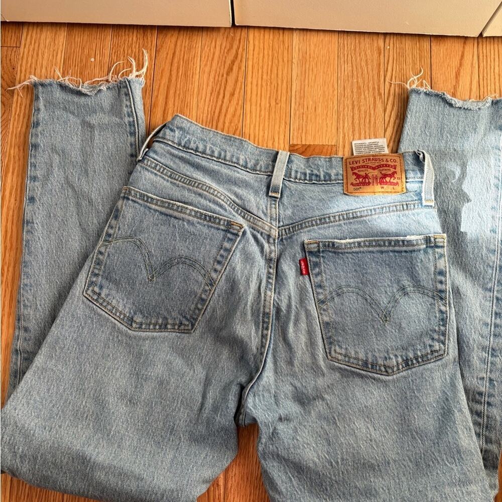 Women's Light Blue Straight Leg Jeans - Picture 9 of 11